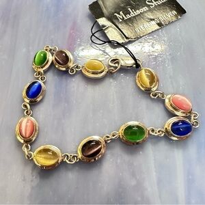 Madison Studio Colorful Gemstone Bracelet in Sterling Silver 7-7.75 NEW 4311